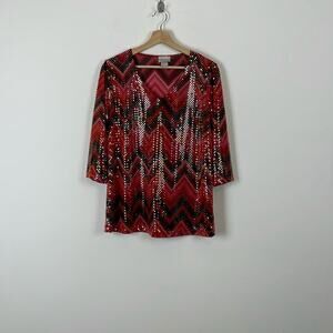 Vintage Fashion Bug Sparkle Sequins Womens 14/16 Pullover V Neck Evening Top